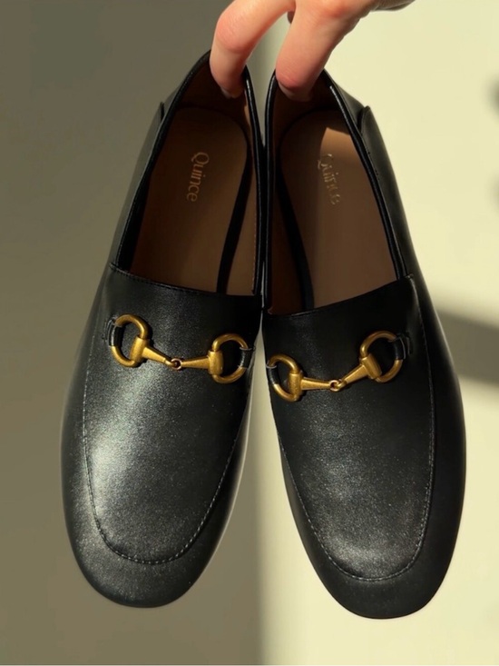 Quince Shoes - Quince Italian Leather Horsebit Loafers Black Gold Hardware Women’s Size 7